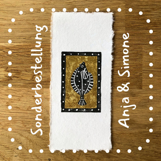 Lesezeichen mit Fischmotiv vergoldet